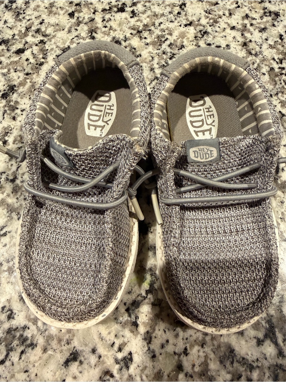 Hey Dude Toddler Gray Knit Slip-On Sneakers with Elastic Laces